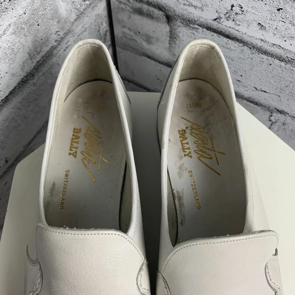 Bally Siesta Caribe White Leather Flat Loafers - Picture 5 of 13